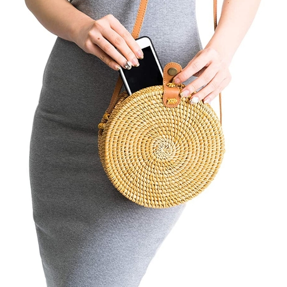 ‼️Last 2‼️Round Circle Rattan Straw Bag Blogger - Picture 9 of 11